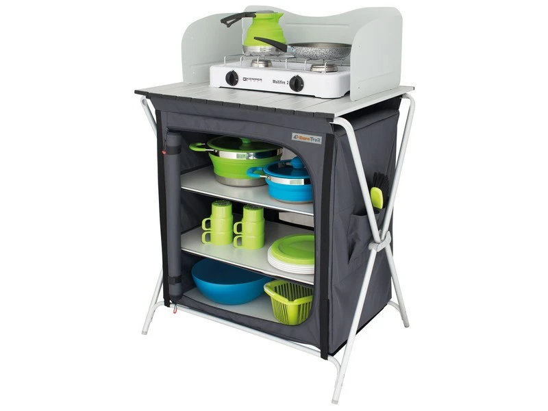 Eurotrail Kookeiland Chur Vouwbaar + Windscherm Grijs-Zwart 3 Eurotrail Kookeiland Chur Vouwbaar + Windscherm Grijs-Zwart