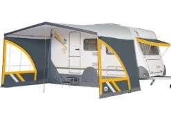 Dorema Caravanluifel Panorama -Buiten Kamperen Promotie dorema caravan luifel panorama antraciet geel panorama 4