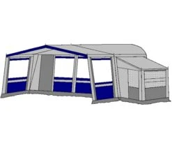 Te Velde Voortent De Vaart Lux 240 Cm Blauw -Buiten Kamperen Promotie te velde voortenten met uitbouw en luifel de vaart lux blauw